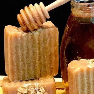 3 bars of honey and oat and goat milk soap